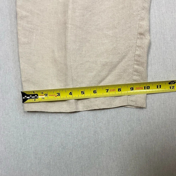 Talbots cream colored pull on Irish  linen cropped wide leg pants Sz M - Picture 10 of 13